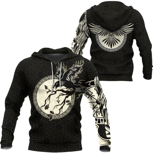 VikingStyle Clothing -Vikings Raven Zip Hoodie A39 VKNGB