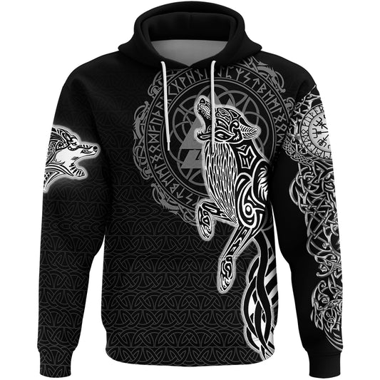 Viking Style Hoodie - Vikings Nordic Wolfs Hoodie A39 VKNGB