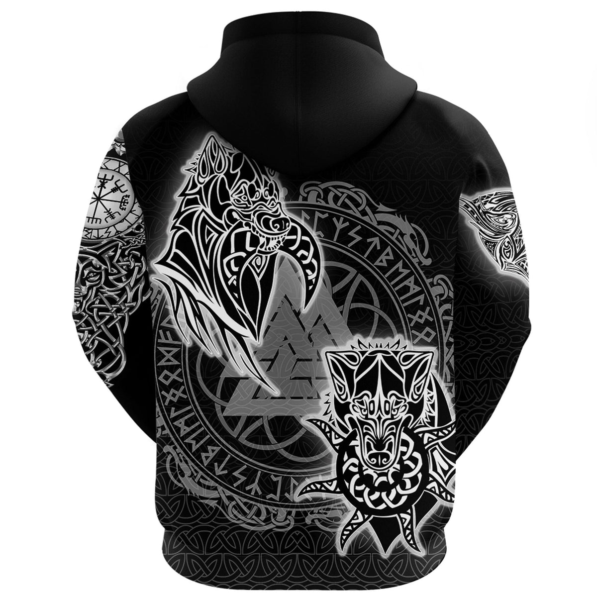 Viking Style Hoodie - Vikings Nordic Wolfs Hoodie A39 VKNGB