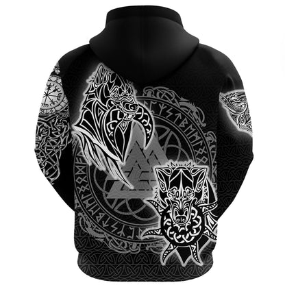 Viking Style Hoodie - Vikings Nordic Wolfs Hoodie A39 VKNGB