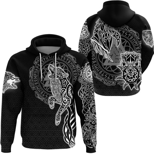 Viking Style Hoodie - Vikings Nordic Wolfs Hoodie A39 VKNGB