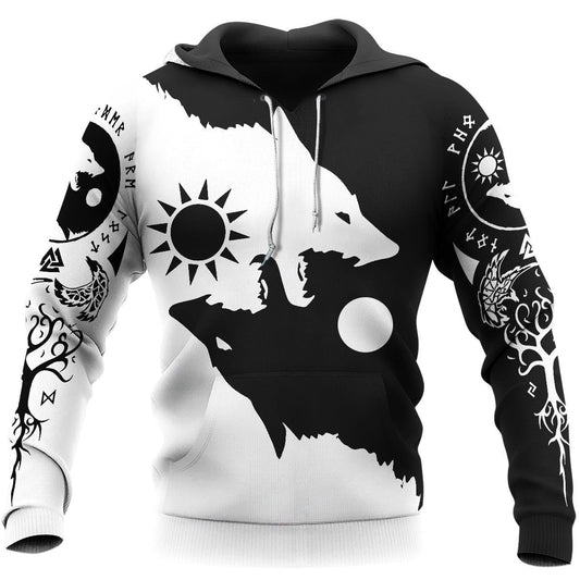 VikingStyle Clothing - Viking SKOLL AND HATI Hoodie VKNGB