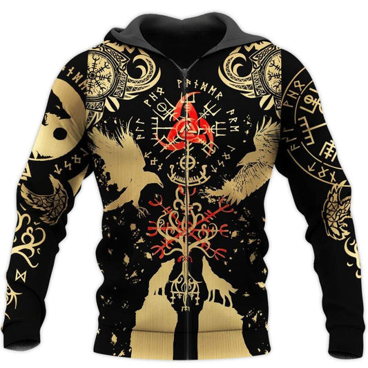 VikingStyle Clothing - Vikings Tattoo Style (Gold) Hoodie VKNGB