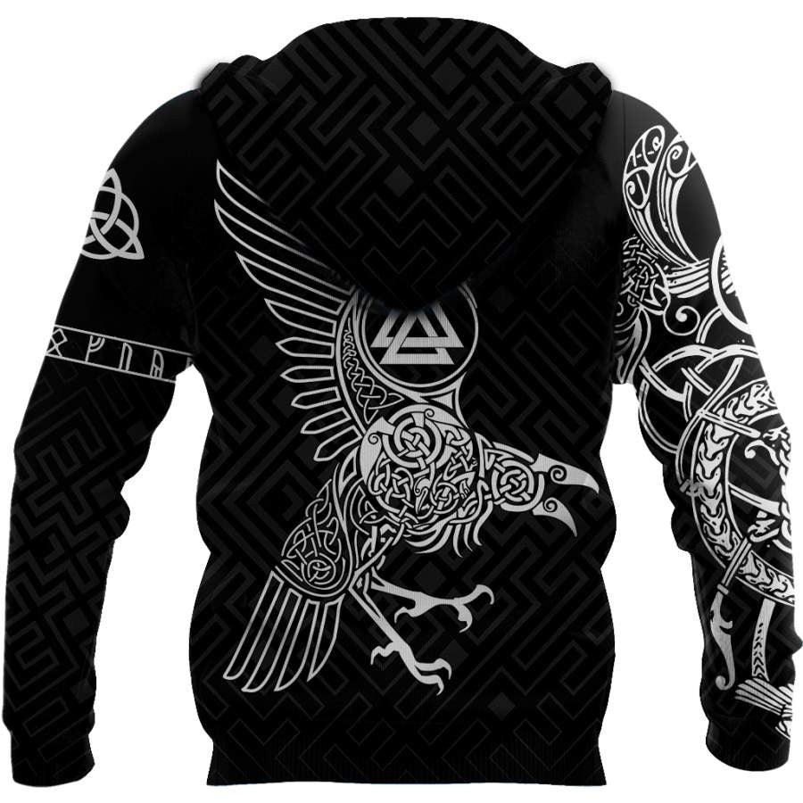 VikingStyle Clothing - The Raven of Odin Tattoo Special Hoodie A39 VKNGB