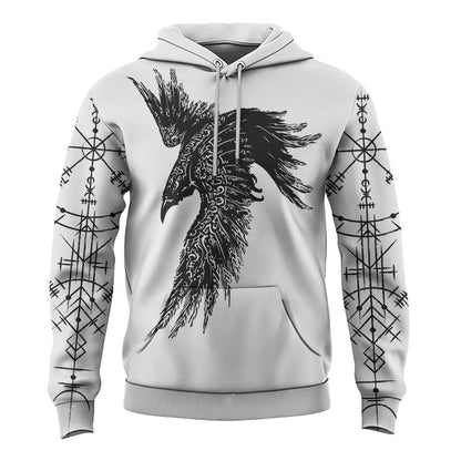 VikingStyle Clothing - RAVEN VEGVISIR - VIKING Hoodie A39 VKNGB