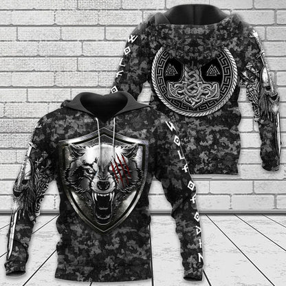 VikingStyle Clothing - Viking FENRIR WOLF AND HAMMER Hoodie VKNGB