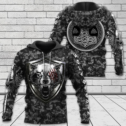 VikingStyle Clothing - Viking FENRIR WOLF AND HAMMER Hoodie VKNGB