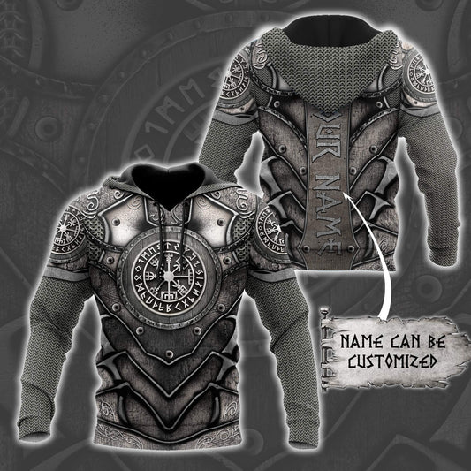 (Custom) VikingStyle Clothing - Viking Vegvisir Armor Hoodie A39 VKNGB