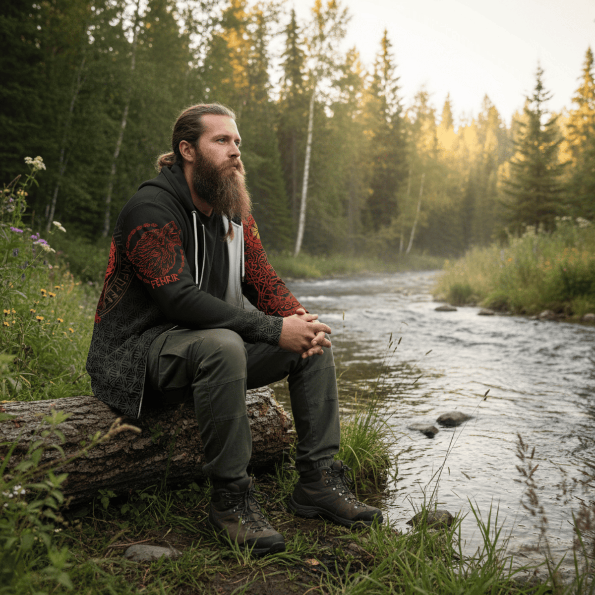 Viking Style Clothing - Viking Fenrir Norse 3D Zip Hoodie A39 VKNGB