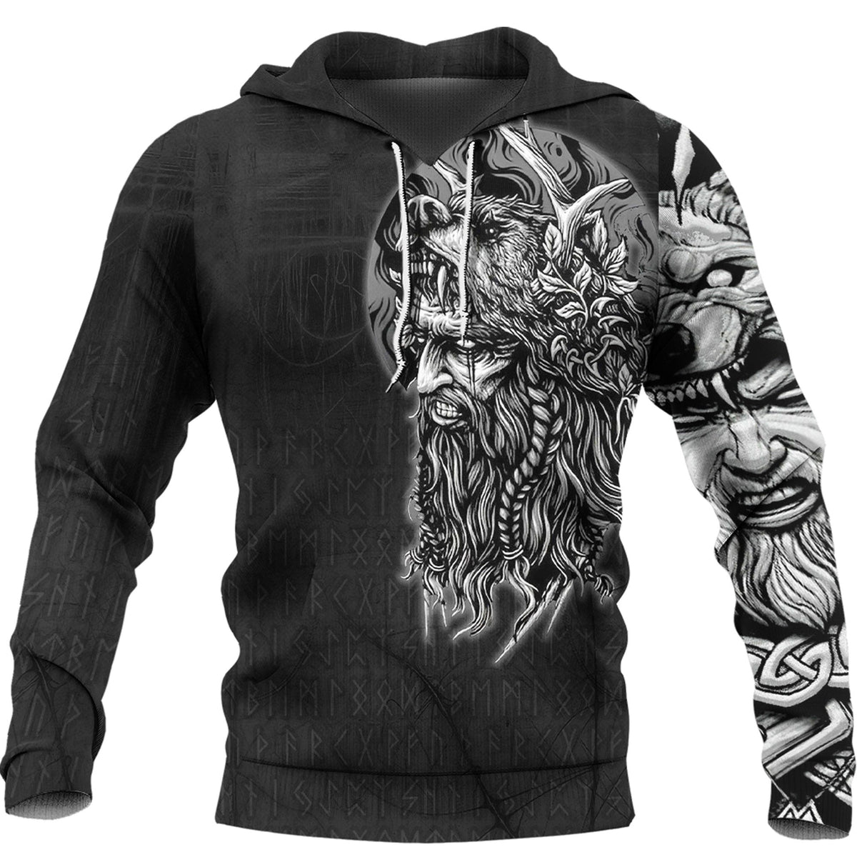Viking Style Hoodie - Odin Circle Hoodie A39 VKNGB