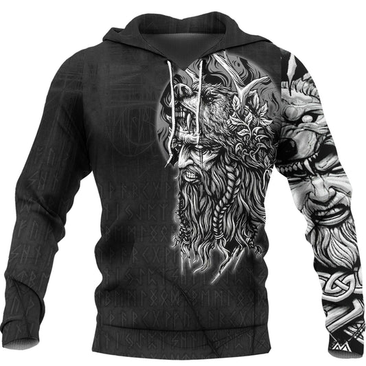 Viking Style Hoodie - Odin Circle Hoodie A39 VKNGB