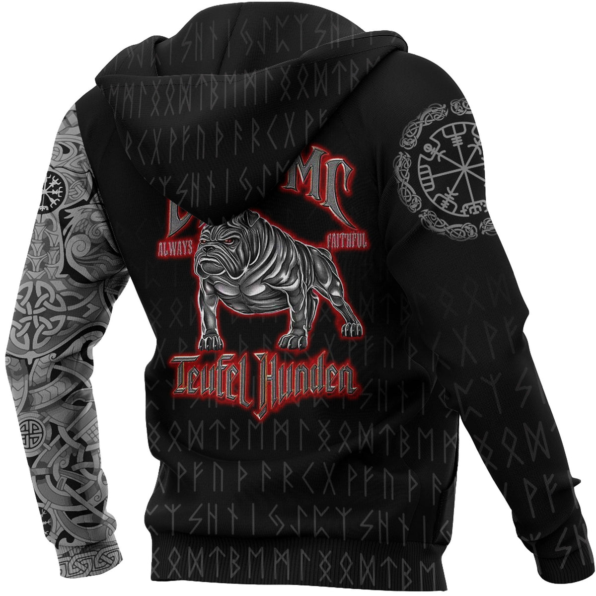 Viking Style Hoodie - Hoodie - The Raven Of Odin Tattoo Army A7 VKNGB