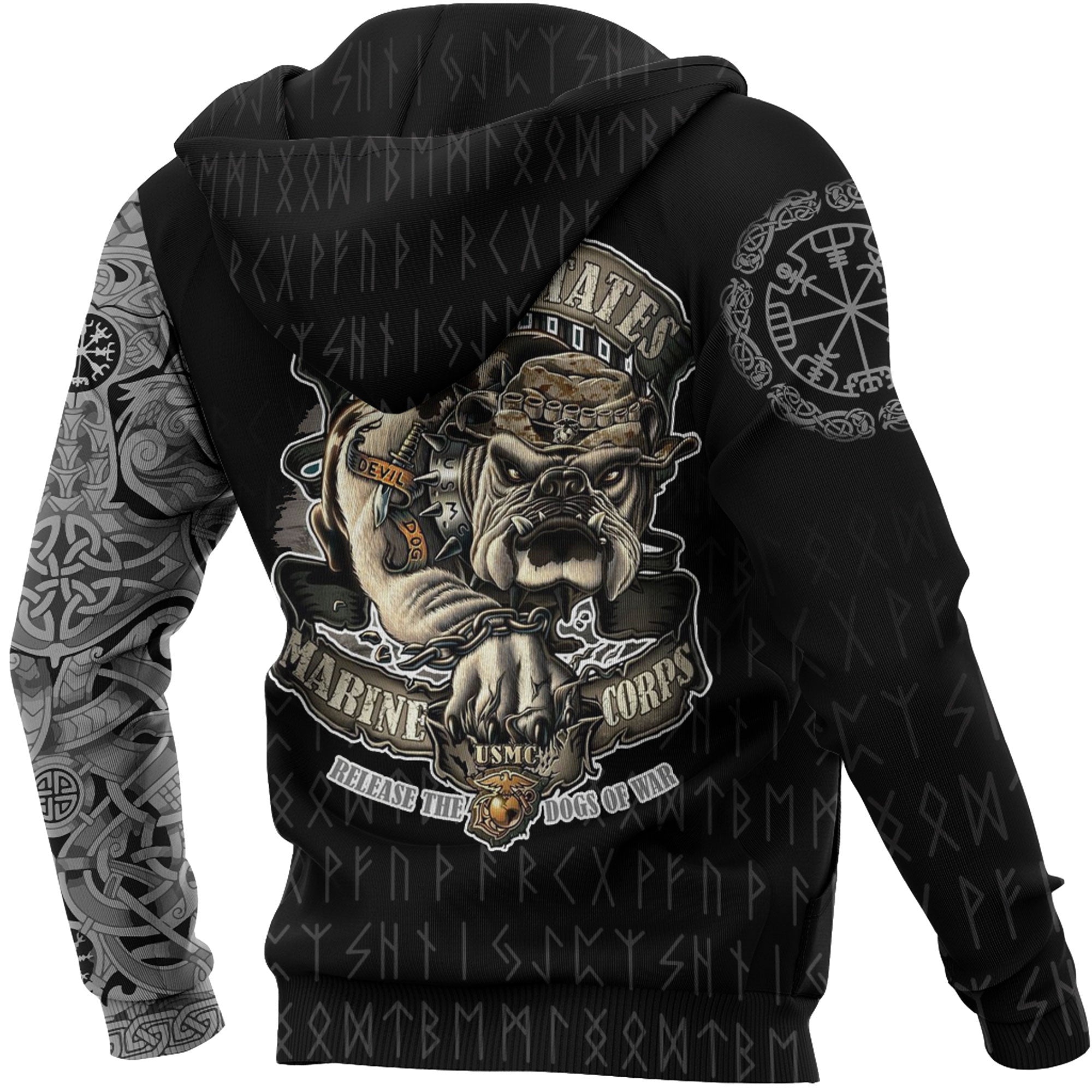 Viking Style Hoodie - Hoodie - The Raven Of Odin Tattoo Army A7 VKNGB