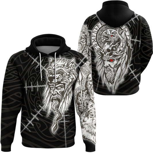 VikingStyle Hoodie - Odin Viking All Over Print Hoodie A39 VKNGB