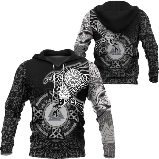Viking Style Hoodie - Raven Celtic Ving Hoodie A95 VKNGB