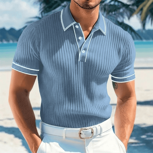 Men’s Ribbed Knit Polo Shirt