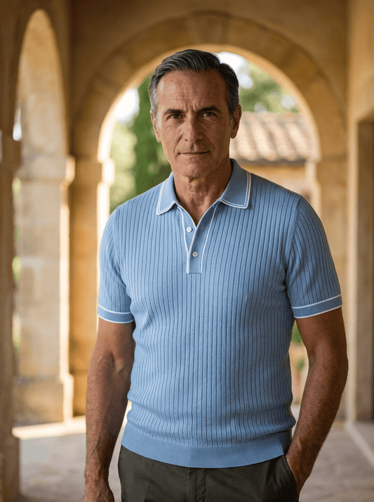 Men’s Ribbed Knit Polo Shirt