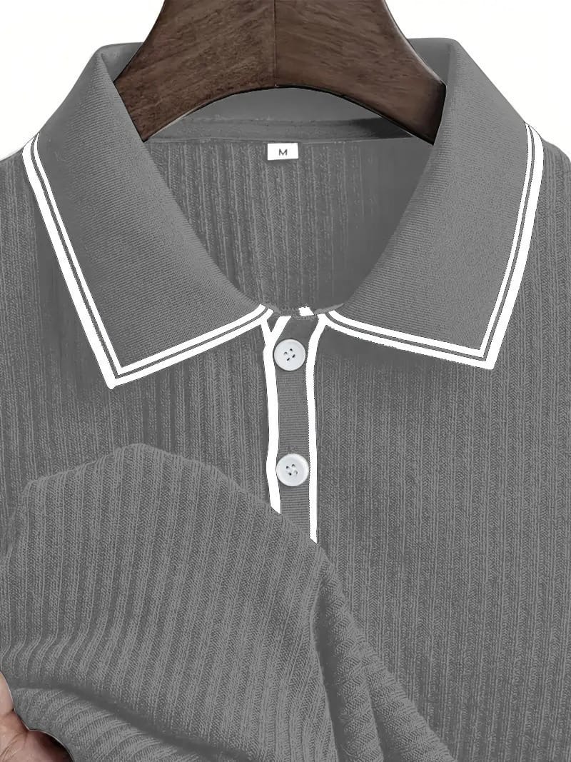 Men’s Ribbed Knit Polo Shirt