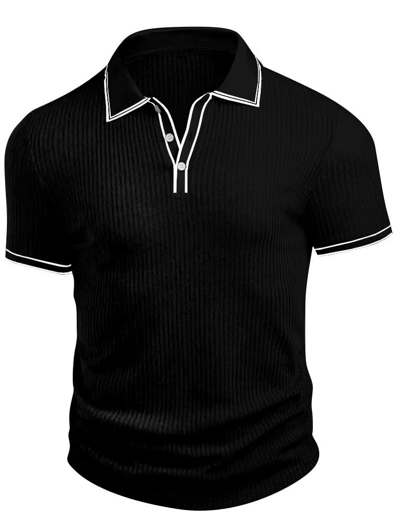 Men’s Ribbed Knit Polo Shirt