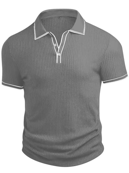 Men’s Ribbed Knit Polo Shirt