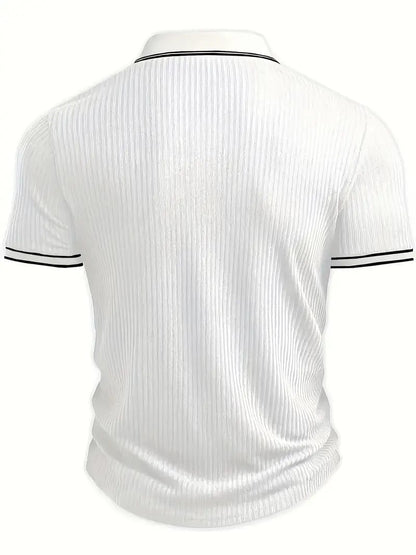 Men’s Ribbed Knit Polo Shirt