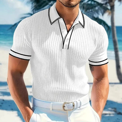 Men’s Ribbed Knit Polo Shirt