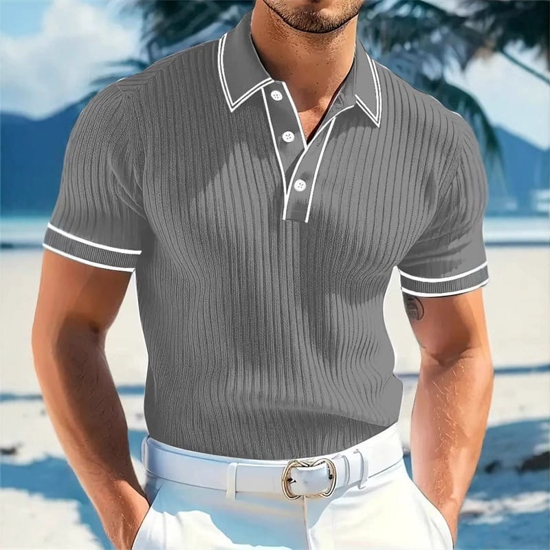 Men’s Ribbed Knit Polo Shirt