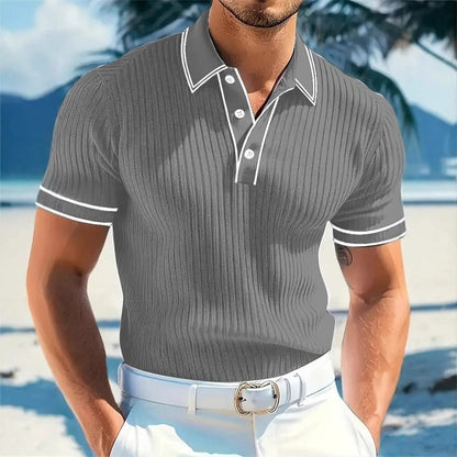 Men’s Ribbed Knit Polo Shirt
