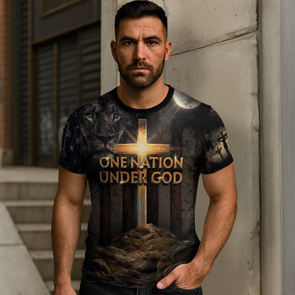 One Nation Under God | Cross of Glory & Lion in Shadow Tee