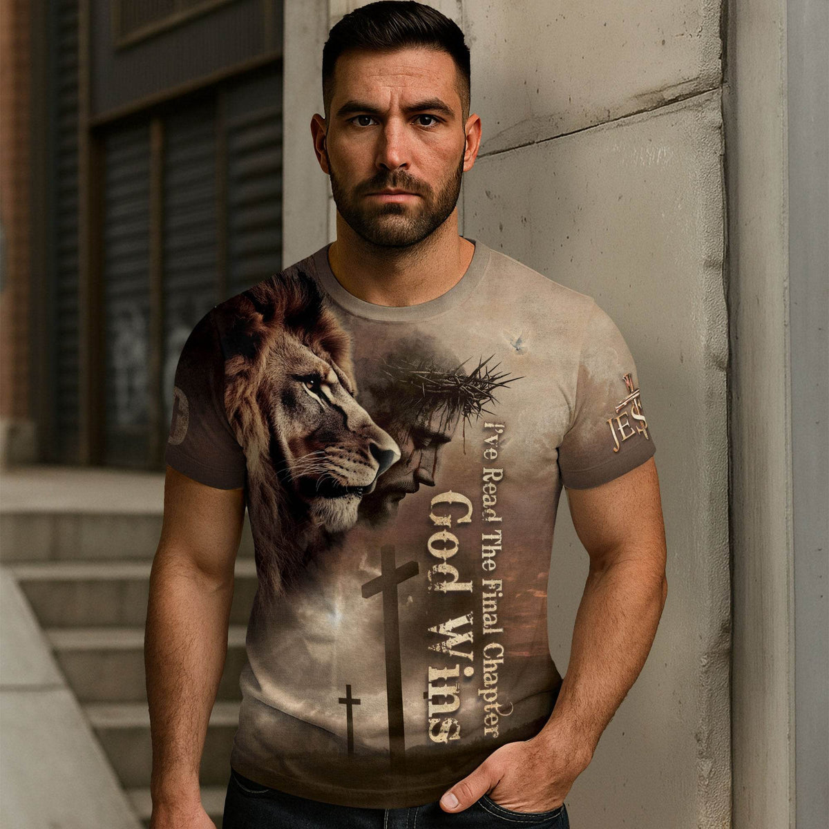The Lion Watches, God Wins | Victory in Christ Design T-Shirt