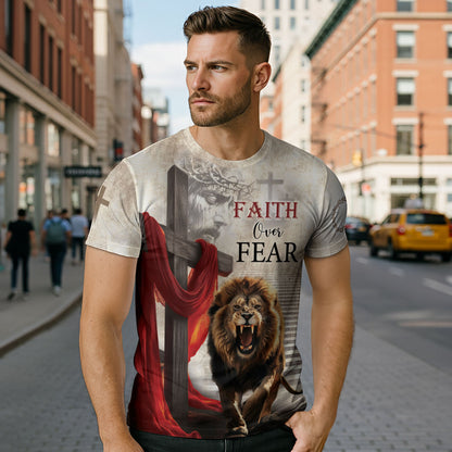 Faith Over Fear with White Heaven Steps T-Shirt