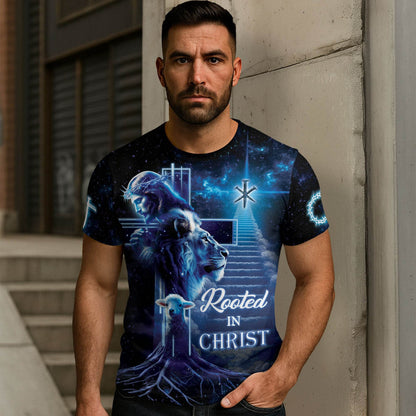 Rooted In Christ The Lion The Lamb And The King T-Shirt