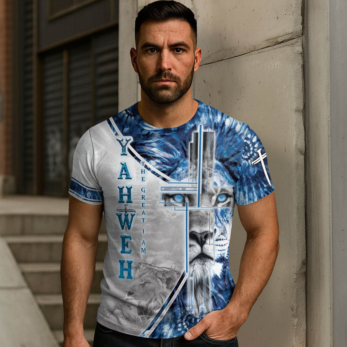 Yahweh Reigns with Lion & Cross of Power T-Shirt