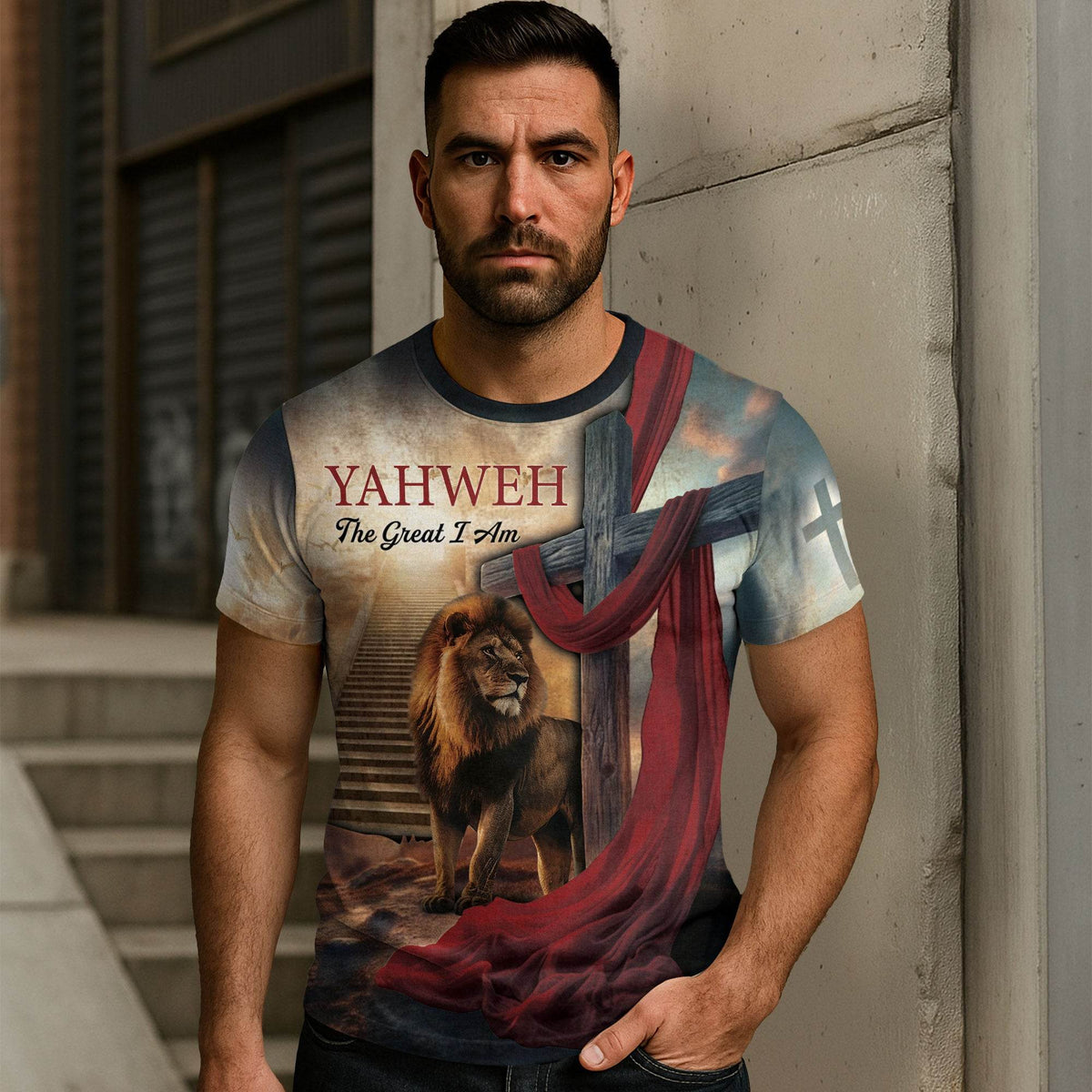 Yahweh & The Lion By The Cross T-Shirt