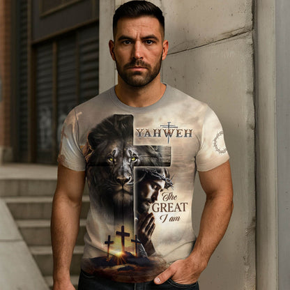 Lion of Judah & Cross “Yahweh The Great I Am” T-Shirt