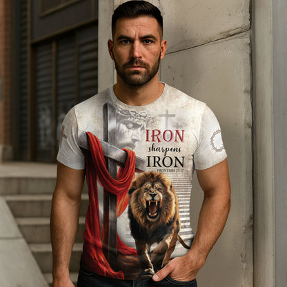 Iron Sharpens Iron Proverbs 27:17 Roaring Lion T-Shirt