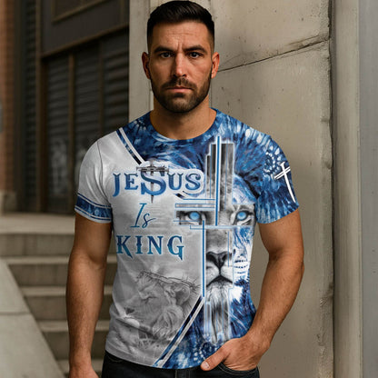 Blue Eyed Lion Of Judah "Jesus Is King" Religious T-Shirt