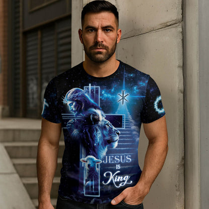 Jesus Is King The Lion And The Lamb On Heaven's Stair T-Shirt