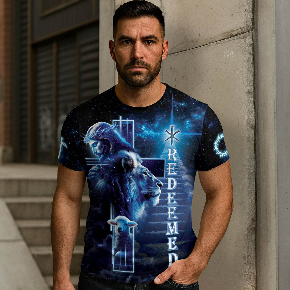 Redeemed By The Cosmic King Lion Lamb And Savior T-Shirt