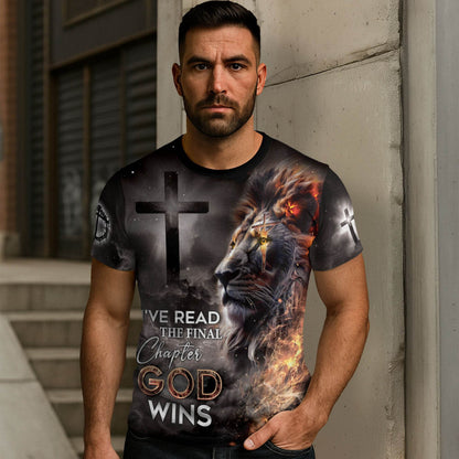 I've Read The Final Chapter God Wins Christian Faith Cross Lion T-Shirt