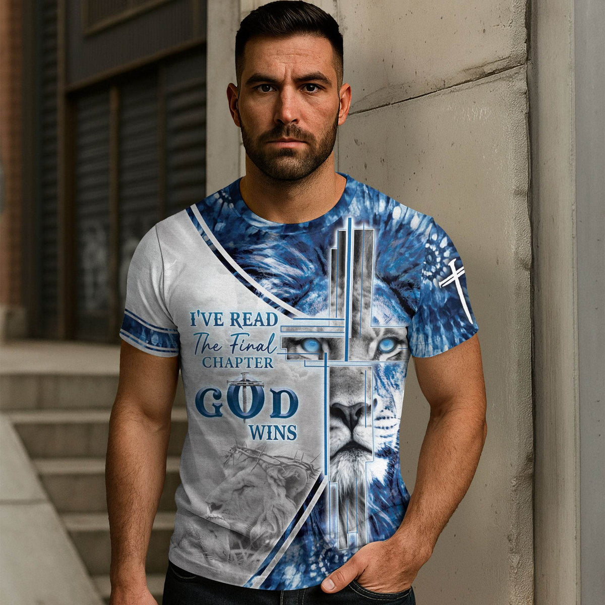 I’ve Read The Final Chapter God Wins Blue Cross Lion Christian T-Shirt