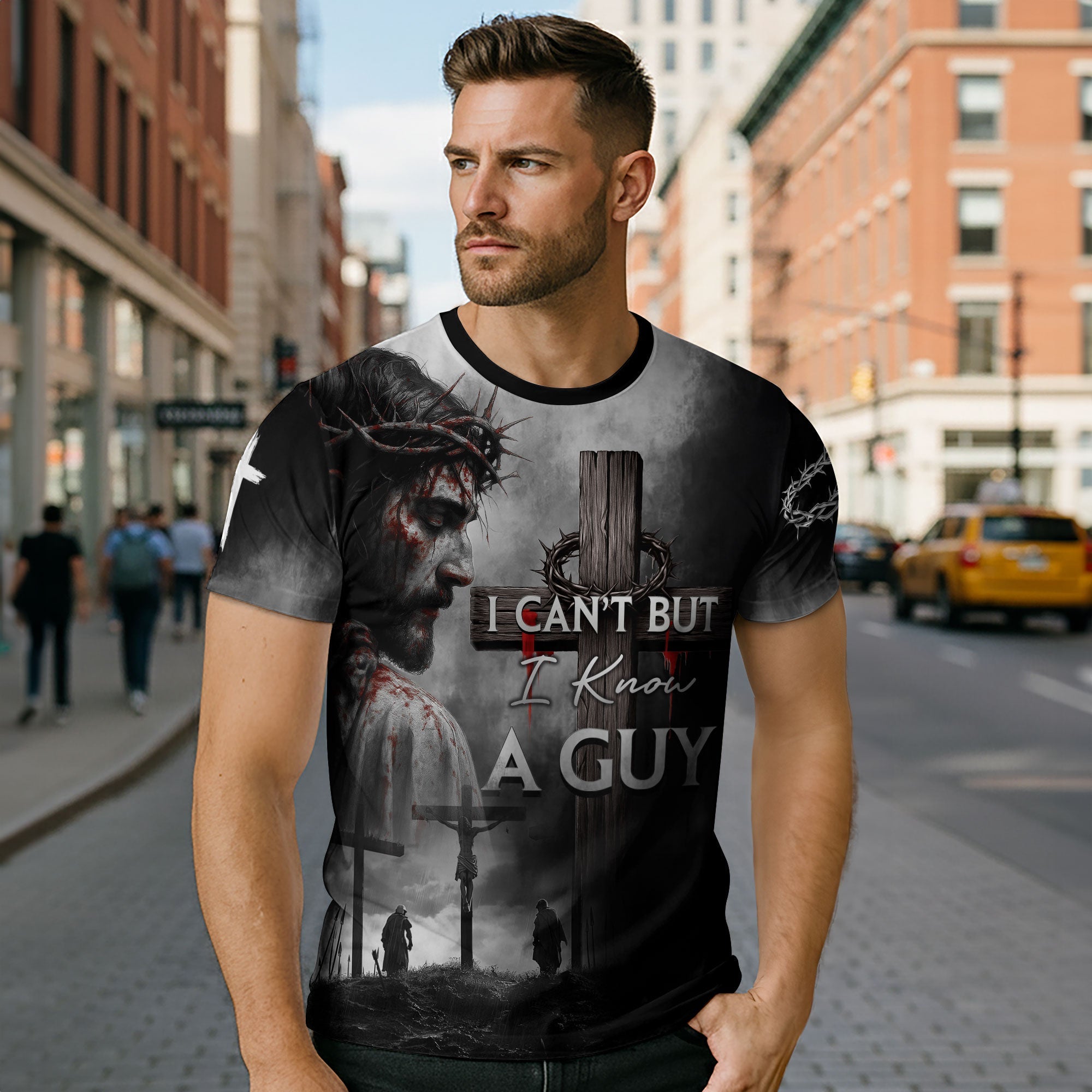 I Can’t But I Know A Guy Jesus Cross Lion Redemption Warrior Christian T-Shirt