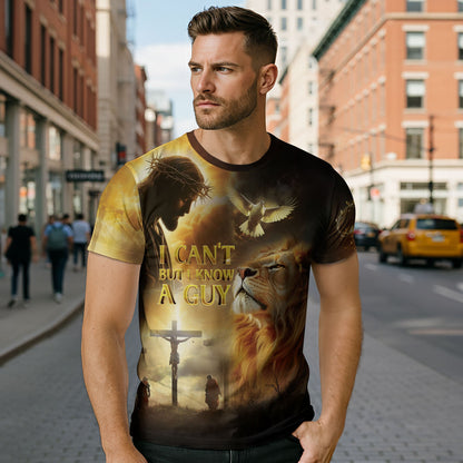 I Can’t But I Know A Guy Lion of Judah Cross of Light Christian T-Shirt