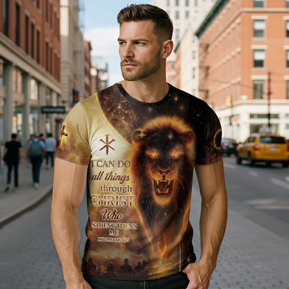 I Can Do All Things Through Christ Lion & Cross T-Shirt