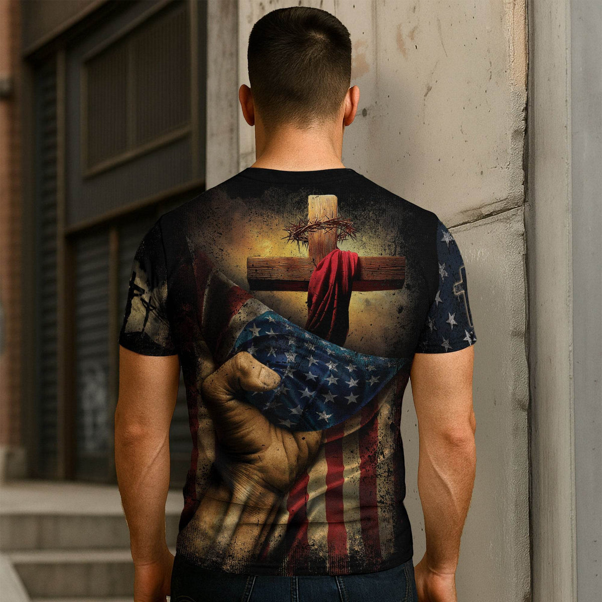 I Can’t But I Know A Guy – Cross & Flag Faith Warrior T-shirt