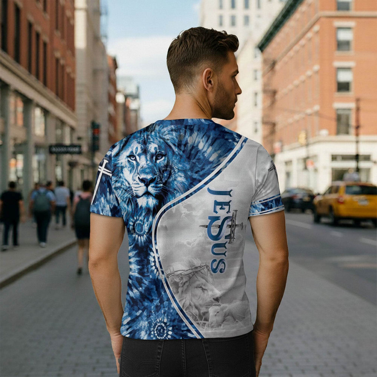 Jesus The Way The Truth The Life Bold Blue Lion Tee (2 Side Version)