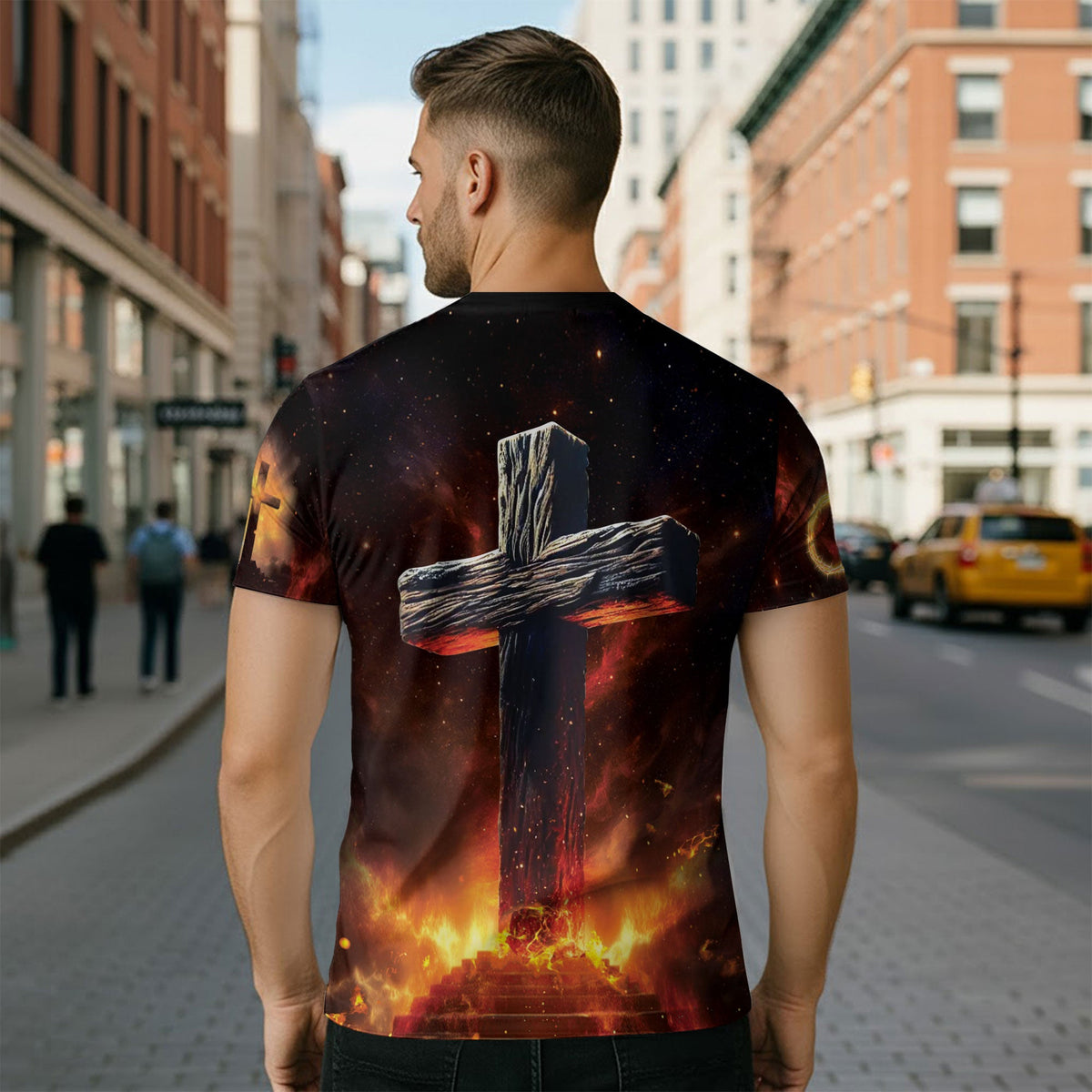 Lion of Judah Cross Fire Christian Shirt