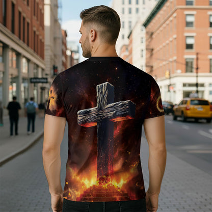Lion of Judah Cross Fire Christian Shirt