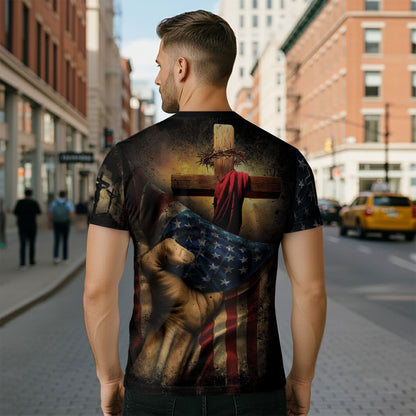 Jesus: Truth & Freedom | Lion, Flag & Cross Patriotic Christian Wear