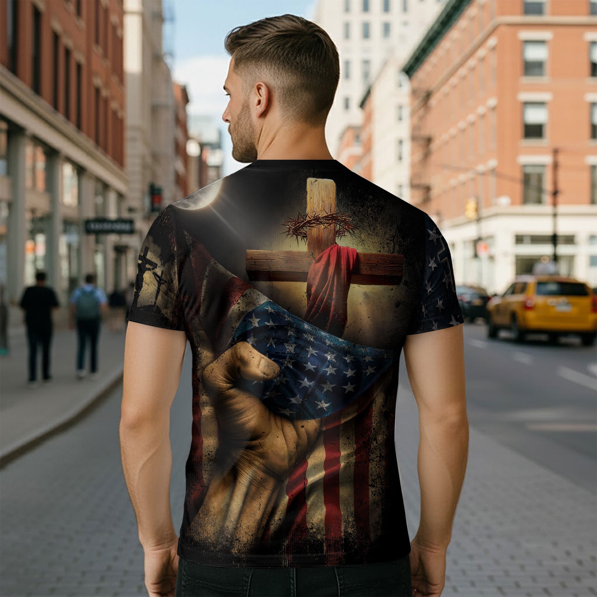 Jesus Is the Light | The Way, The Truth, The Life with Cross & Flag
